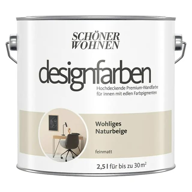SCHÖNER WOHNEN FARBE Dispersionsfarbe »Designfarbe«, Wohliges Naturbeige, 2,5L