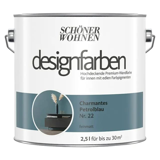 SCHÖNER WOHNEN FARBE Dispersionsfarbe »Designfarbe«, Charmantes Petrolblau, 2,5L