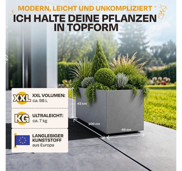 Ondis24 Pflanzkübel »Pierre«, anthrazit, Kunststoff - grau