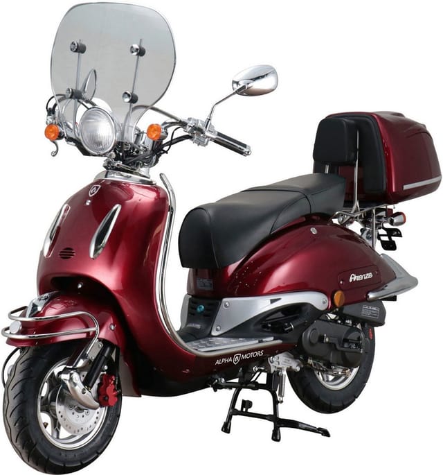 ALPHA MOTORS Motorroller »Retro Firenze«, 50 cm³, Verbrauch: ca. 2,5 l/100 km - rot