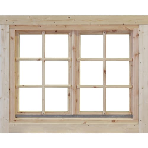 WOLFF FINNHAUS Doppelfenster »Alina «, Leimholz, naturbelassen, für Gartenhäuser - braun