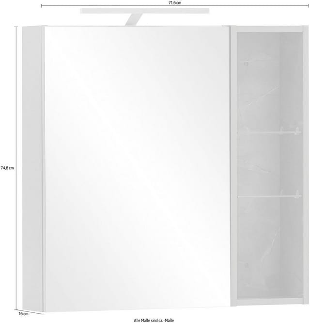SCHILDMEYER Spiegelschrank »Alessio«, BxHxT: 71,6 x 74,6 x 16 cm, platingraufarben, LED 770 lm