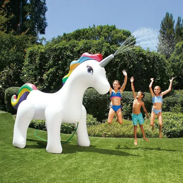 SUMMER WAVES® Wassersprinkler »Einhorn«, B x H x L: 127 x 284 x 211 cm - weiss