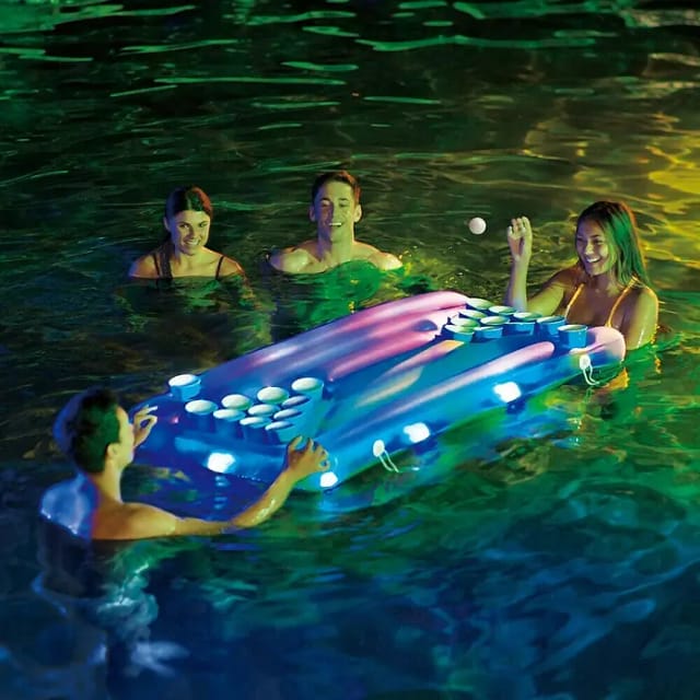 SUMMER WAVES® Luftmatratze, inkl. Partyspiel, blau