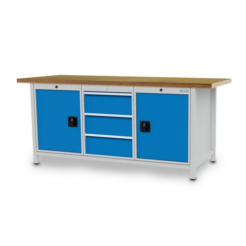 Bedrunka + Hirth Kastenwerkbank, BxHxT: 200 x 85,9 x 75 cm, Gestell: Stahlblech - grau