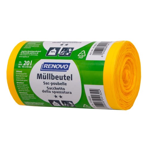 RENOVO Müllbeutel, BxL: 45 x 55 cm, 20 L - gelb