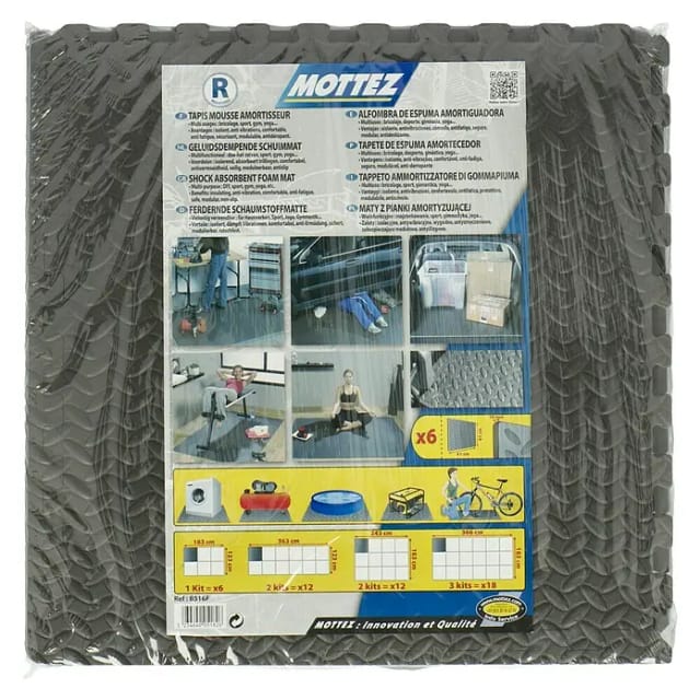Fußmatte, 61 x 61 cm, Stärke 12 mm - grau
