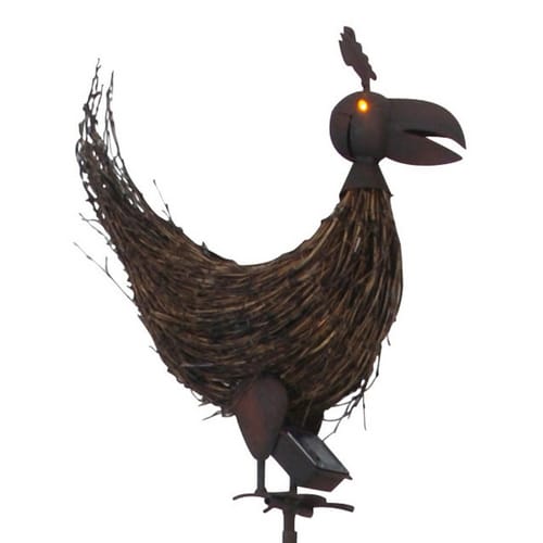 NÄVE Solar-Erdspieß, Huhn, LED, 0,3 Ah, Metall/Naturmaterialien - orange