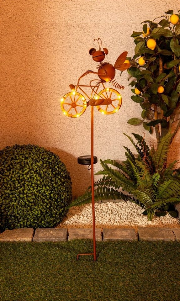 NÄVE Solar-Erdspieß, 0,3 Ah, LED, Metall/Kunststoff - braun