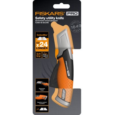FISKARS Cuttermesser, 17,5 cm, mit einziehbarer Klinge - orange