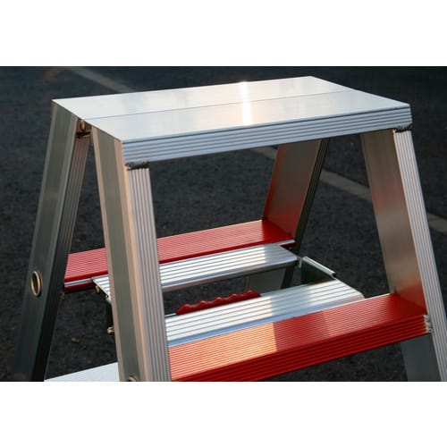 SZAGATO Doppelleiter, 2 x 4 Stufen, max. Belastung: 150 kg - silberfarben