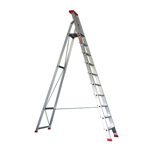 SZAGATO Stehleiter, 2 x 10 Stufen, max. Belastung: 150 kg - silberfarben