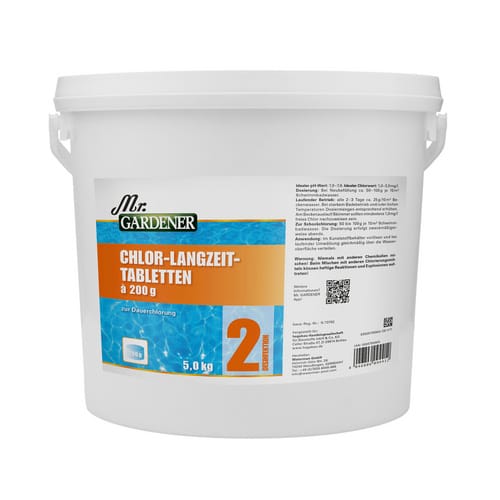 Mr. GARDENER Chlortablette, mit Langzeitwirkung á 200g, 5 kg, geeignet für Schwimmbäder - weiss