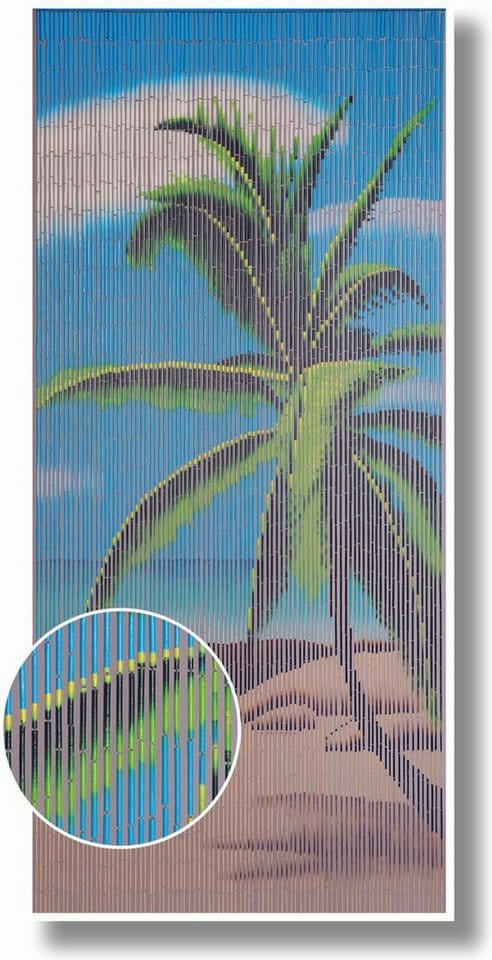 CONACORD Vorhang, BxH: 90 x 200 cm, Paradies-Motiv, weiß/blau/grün