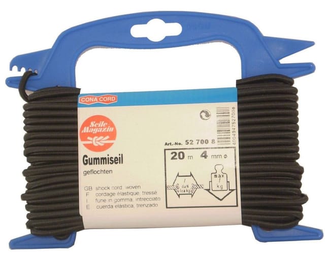 CONACORD Gummiseil, Ø: 4 mm, Länge: 20 m, schwarz