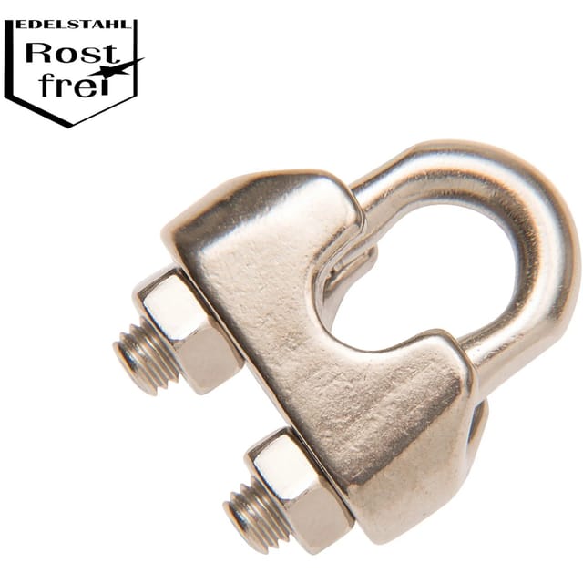 CONACORD Seilklemme, Ø: 4 mm, rostfrei, 2 Stück - grau