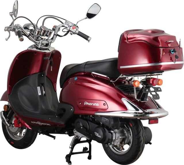 ALPHA MOTORS Motorroller »Firenze«, Retro, 125 ccm, 85 km/h, EURO 5+, weinrot, inkl. Topcase