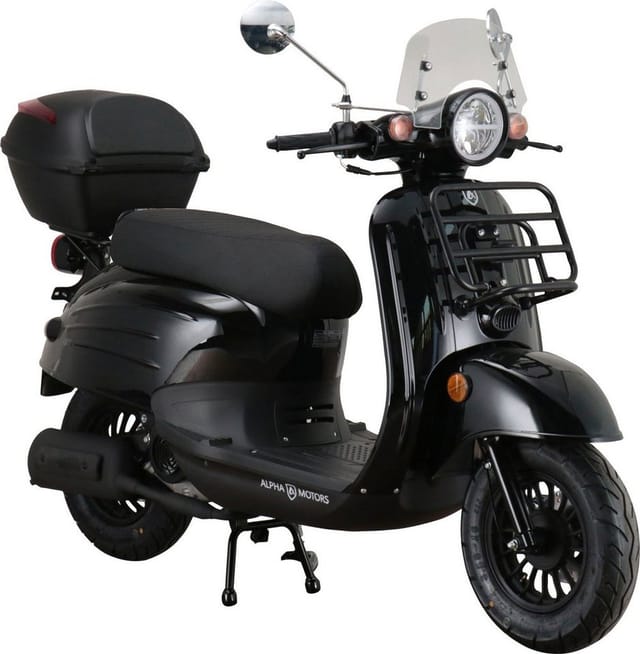 ALPHA MOTORS Motorroller »Adria«, 50 ccm, 45 km/h, EURO 5, schwarz, inkl. Windschild und Topcase