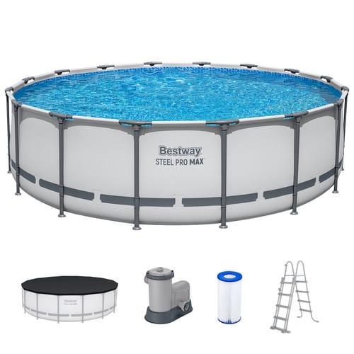 BESTWAY Pool »Steel Pro MAX™«, BxH: 488 x 122 cm, Aufstellbecken, mit Kartuschenfilteranlage - grau