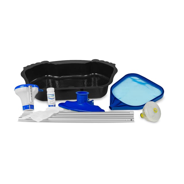 EXIT Toys Pool-Zubehörset, bestehend aus: Teststreifen, Chlorschwimmer, Pflegeset, Fußbad, LED-Lampe - blau