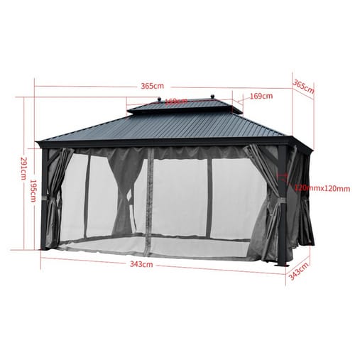 Jet-Line Pavillon »Bagdad«, BxHxT: 365 x 195 x 365 cm, Hardtop - grau