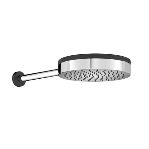 Chris Bergen Design-Kopfbrause mit Brausearm, chrom/schwarz matt, wassersparend - silberfarben