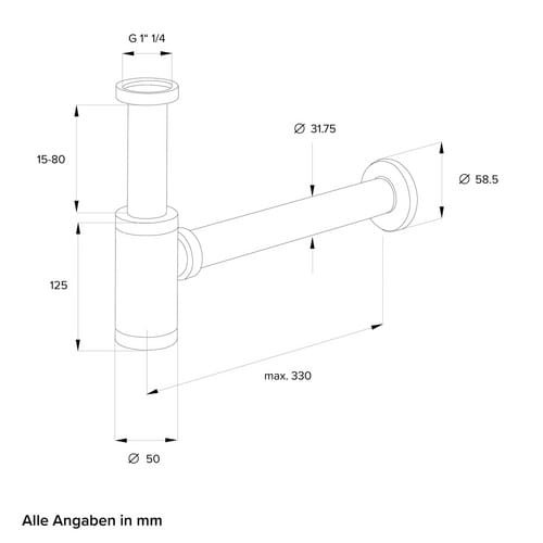 Chris Bergen Design-Siphon, Messing, 1 1/4", schwarz matt