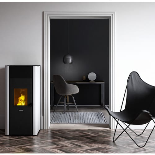 FREEPOINT Pelletofen »Tesis 23«, 22,4 kW, Stahl, anthrazit, wasserführend - weiss
