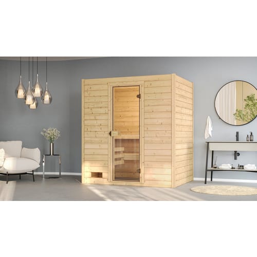 WEKA Massivholzsauna »VALIDA 2«, 4 Personen, inkl. 5,4 kW Ofen mit integrierter Steuerung - braun