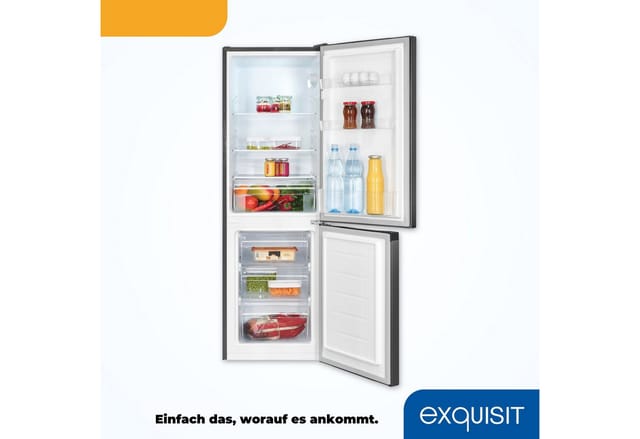 Exquisit Kühl-Gefrierkombination, BxHxL: 47,4 x 144 x 49,5 cm - schwarz
