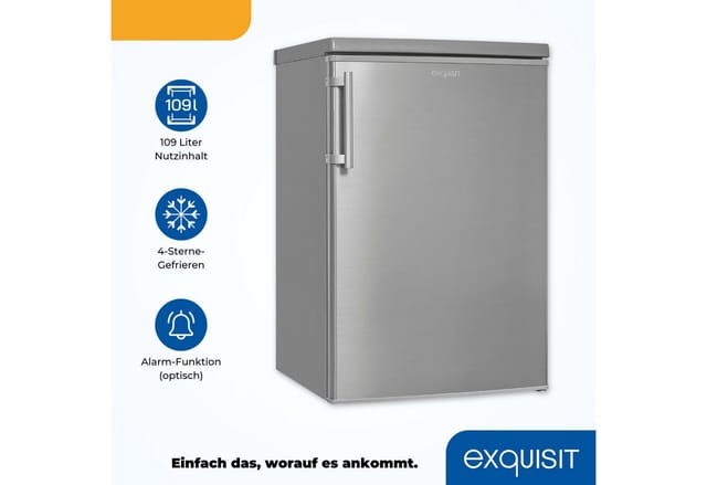 Exquisit Kühlschrank »KS16-4-HE-040E «, BxHxL: 560 x 850 x 580 mm, 109 l, edelstahlfarben - silberfarben