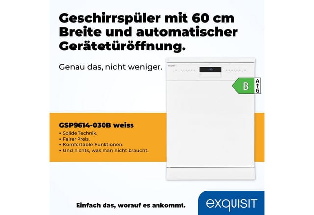 Exquisit Geschirrspüler »GSP9614-030B«, BxHxT: 59,8 x 84,5 x 60 cm, weiß - weiss