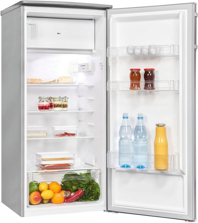 Exquisit Kühlschrank »KS185-4-HE-040E«, BxHxL: 550 x 1220 x 565 mm, 190 l, edelstahlfarben - silberfarben