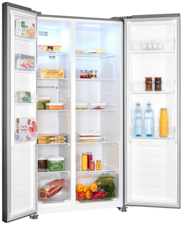 Exquisit Vollraumkühlschrank »SBS46-040E«, BxHxL: 900 cm x 1770 cm x 590 cm, 442 l, edelstahlfarben - silberfarben