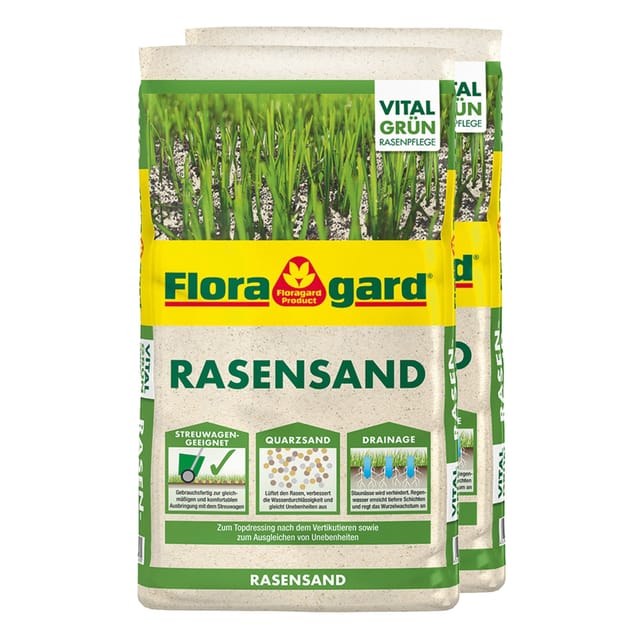 FLORAGARD Rasensand, 2 x 15 Kilo, Karton - braun