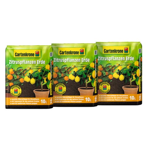 Gartenkrone Zitruspflanzernerde, 3 x 10L, Karton - braun