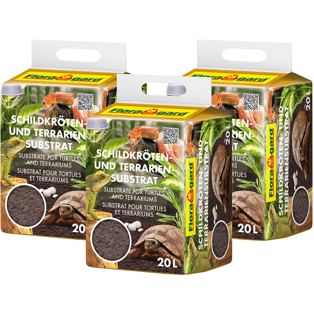 FLORAGARD Schildkrötensubstrat, 3 x 20 Liter, Karton - braun