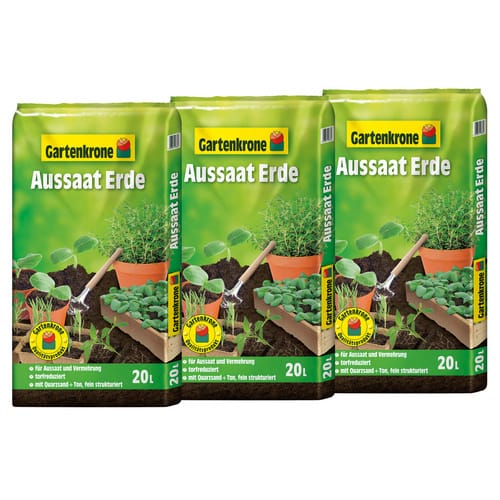 Gartenkrone Aussaaterde, 3 x 20L, Karton - braun