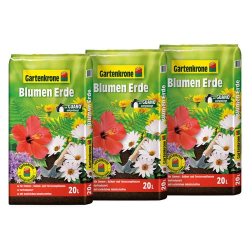 Gartenkrone Blumenerde, 3 x 20L, Karton - braun