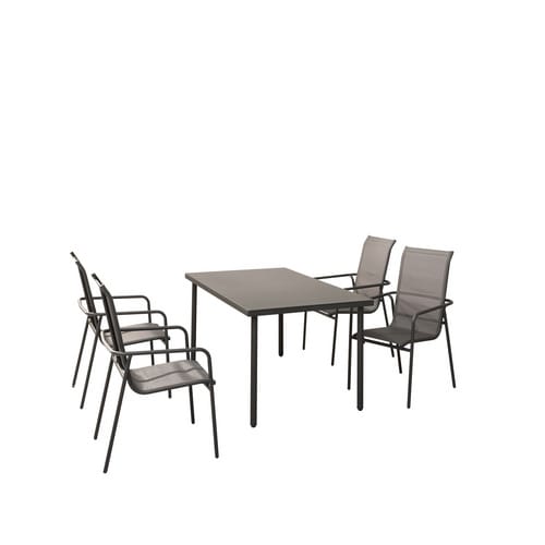 CASAYA Gartenmöbelset »Virgo«, 5-teilig, Stahl/Textil, schwarz - grau