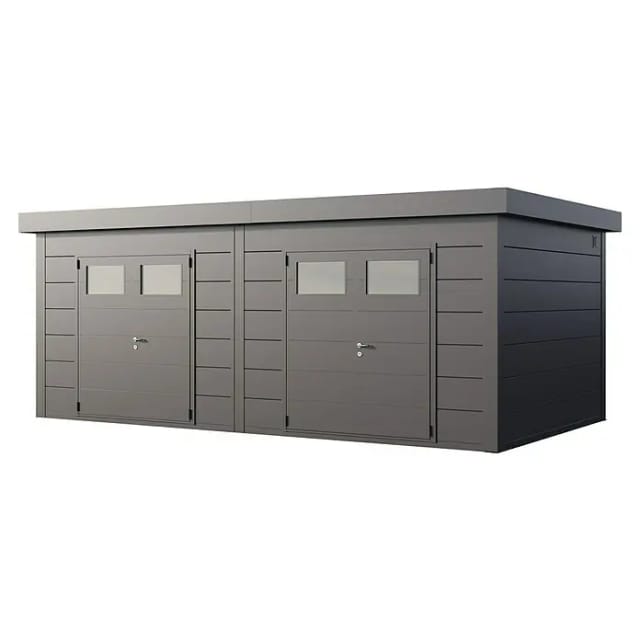 Telluria Gerätehaus »DUO«, BxHxT: 672 x 265 x 388 cm (Außenmaß inkl. Dachüberstand) - silberfarben