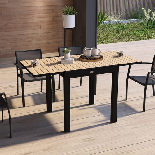 Outsunny Gartentisch, mit erweiterbarer Tischplatte, LxBxH: 162 x 80 x 75 cm - gelb