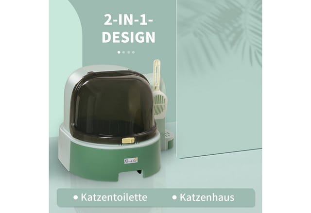 PawHut Katzentoilette, mit Schaufel, LxBxH: 52 x 60 x 42 cm - gruen