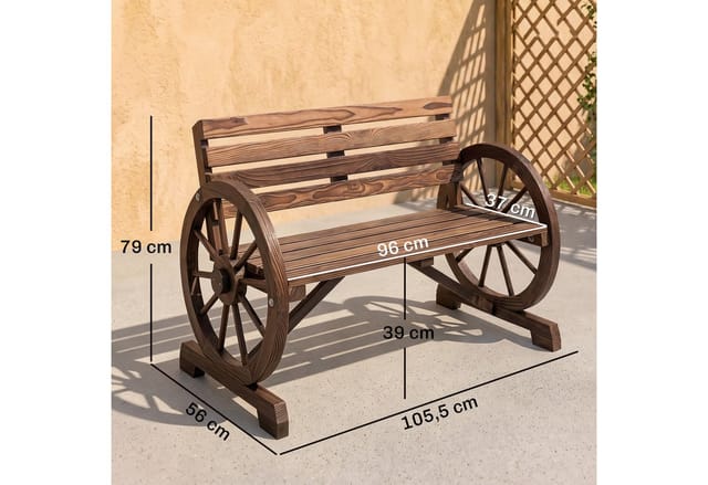 Outsunny Gartenbank, LxBxH: 105,5 x 56 x 79 cm - braun
