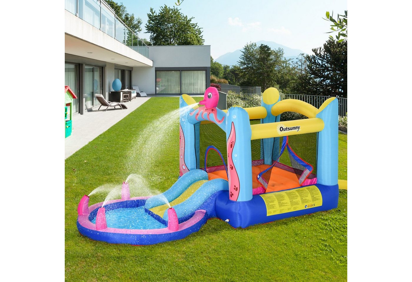 Outsunny Hüpfburg, mit kleinem Pool, LxBxH: 360 x 175 x 180 cm - bunt Bild 2