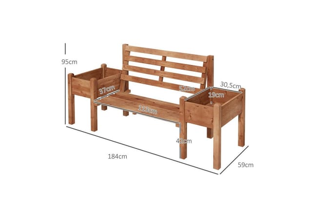 Outsunny Gartenbank, LxBxH: 184 x 59 x 95 cm - braun