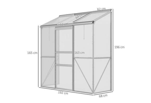 Outsunny Gewächshaus, LxBxH: 192 x 68 x 196 cm - grau