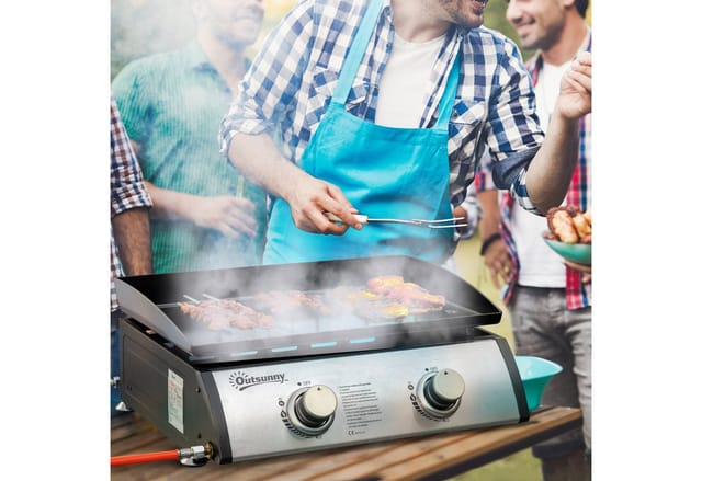 Outsunny Gasgrill, LxBxH: 48,5 x 46 x 21 cm - grau