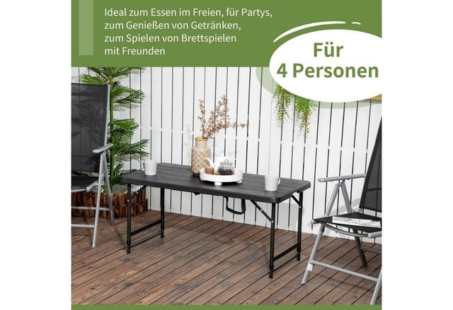 Outsunny Gartentisch, LxBxH: 118 x 60 x 74 cm - grau