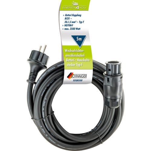 SCHWAIGER Kabel, Haushaltsstecker, 5 m - schwarz